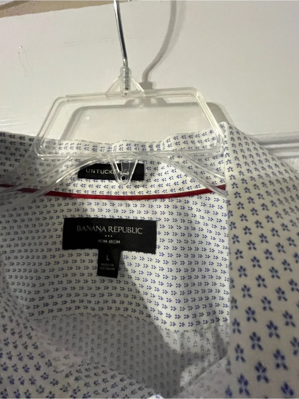 Men's White Micro-Pattern Dress Shirt Banana Republic large
